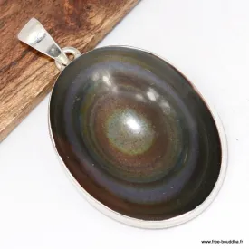 Pendentif argent Obsidienne œil céleste naturelle - Pendentifs pierres naturelles