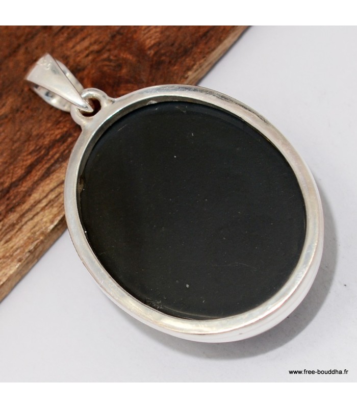Pendentif argent Obsidienne œil céleste naturelle