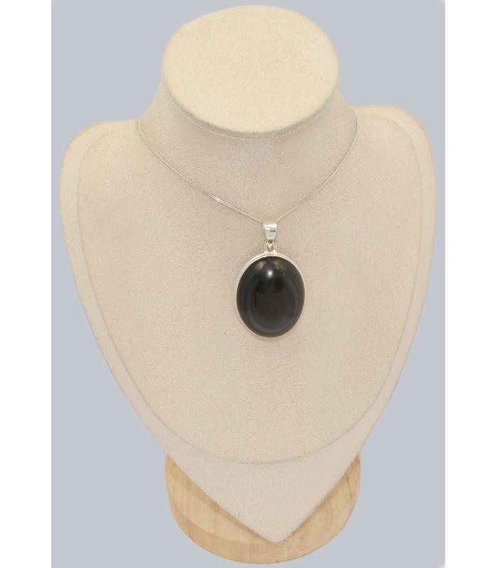 Pendentif argent Obsidienne œil céleste naturelle