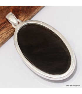 Pendentif argent obsidienne œil céleste cuivré– Protection sacrée