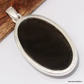 Pendentif argent obsidienne œil céleste cuivré– Protection sacrée - Bijoux en Obsidienne