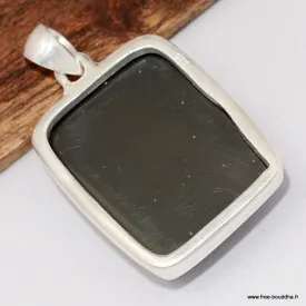 Pendentif obsidienne œil céleste bleu kaki – Bijou argent - Pendentifs pierres naturelles