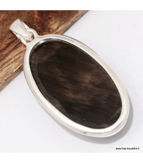 Pendentif obsidienne œil céleste argent 925 authentique