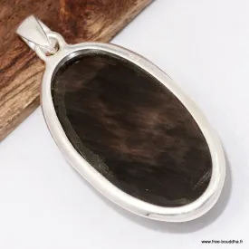 Pendentif obsidienne œil céleste chocolat cuivré– Argent 925 - Pendentifs pierres naturelles