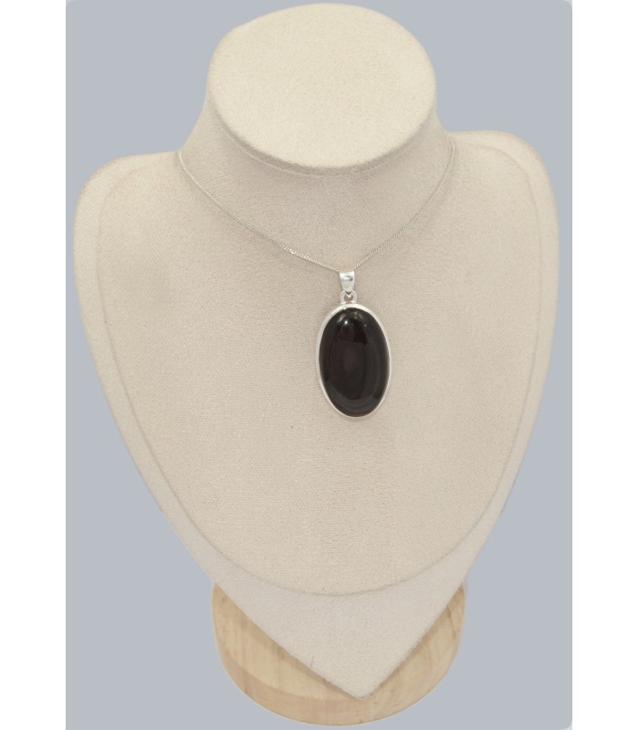 Pendentif obsidienne œil céleste chocolat cuivré– Argent 925