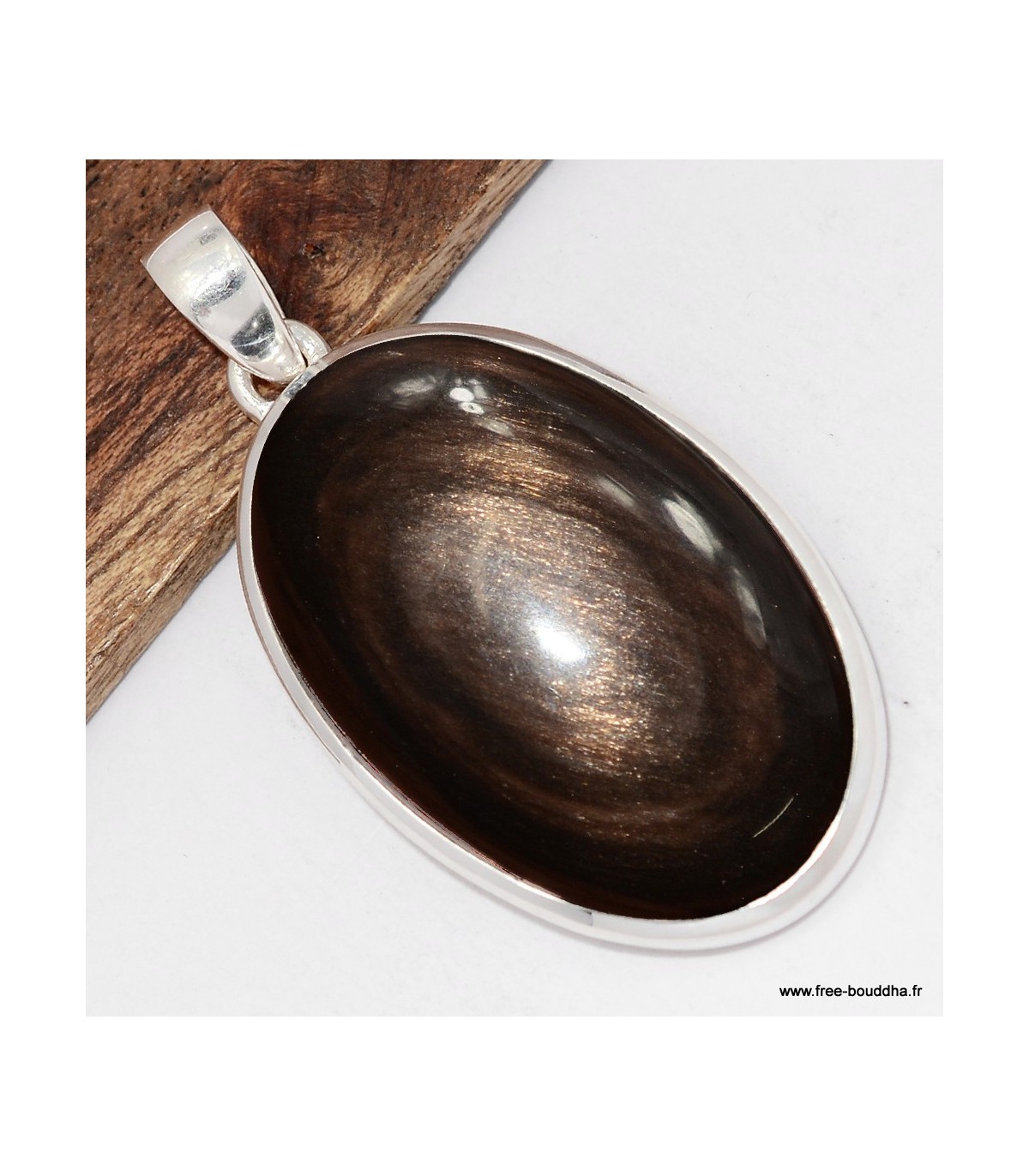 Pendentif en Obsidienne dorée, argent 0.925 - Ode à La Vie Minéraux