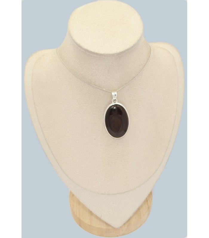 Pendentif obsidienne œil céleste bronze doré – Argent 925