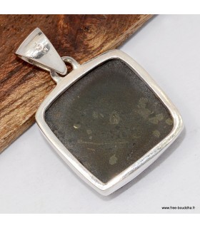 Pendentif pyrite dorée authentique argent 925 artisanal