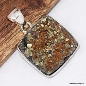Pendentif pyrite dorée – Argent 925 fait main - Pendentifs pierres naturelles