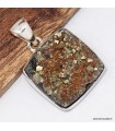 Pendentif pyrite dorée authentique argent 925 artisanal
