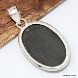 Pendentif pyrite dorée brute fragments noirs – Argent 925 - Pendentifs pierres naturelles