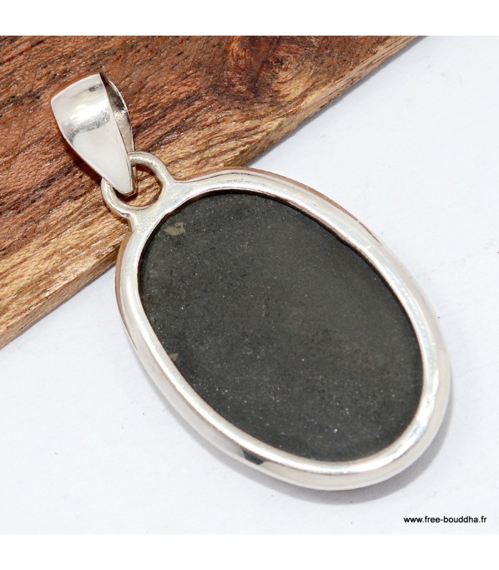 Pendentif pyrite dorée brute fragments noirs – Argent 925