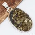 Pendentif pyrite dorée brute fragments noirs – Argent 925 - Pendentifs pierres naturelles