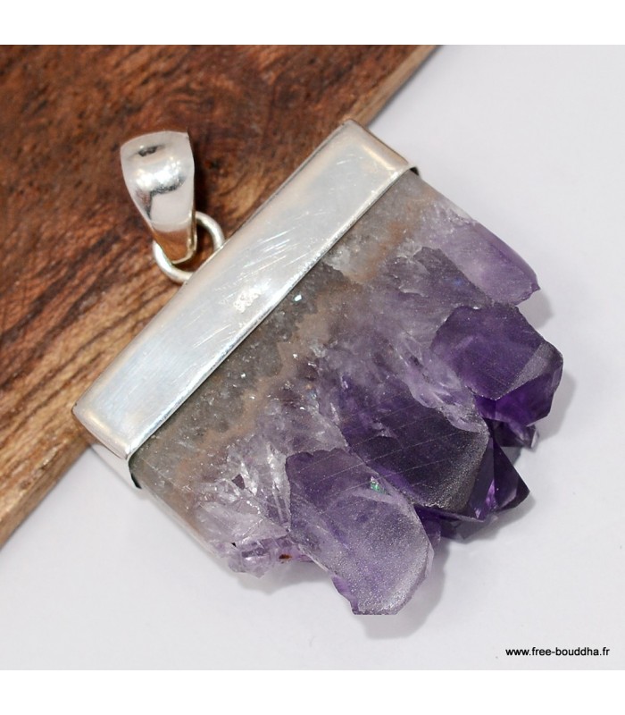 Pendentif Améthyste Stalactite – Argent 925 Fait Main