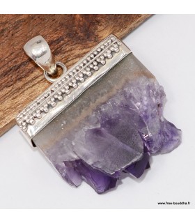 Pendentif améthyste stalactite – Argent 925 naturel et fait main