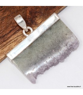 Pendentif améthyste tranche stalactite – Argent et création unique