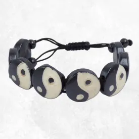 Bracelet tibétain sculpté main Ying yang - Bracelets tibétains bouddhistes