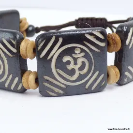 Bracelet tibétain gravé main Om - Artisanat népalais - Bracelets tibétains bouddhistes
