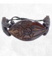 Bracelet bouddhiste artisanal en os de buffle sculpté à la main.