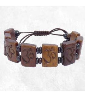 Bracelet tibétain en os de buffle, artisanal et unique.