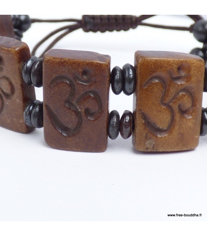 Bracelet tibétain en os de buffle, artisanal et unique.