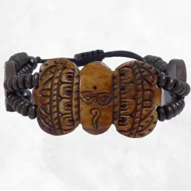 Bracelet tibétain sculpté Yeux de Bouddha - Bracelets tibétains bouddhistes