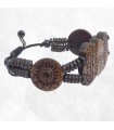 Bracelet tibétain artisanal en os de buffle sculpté main.