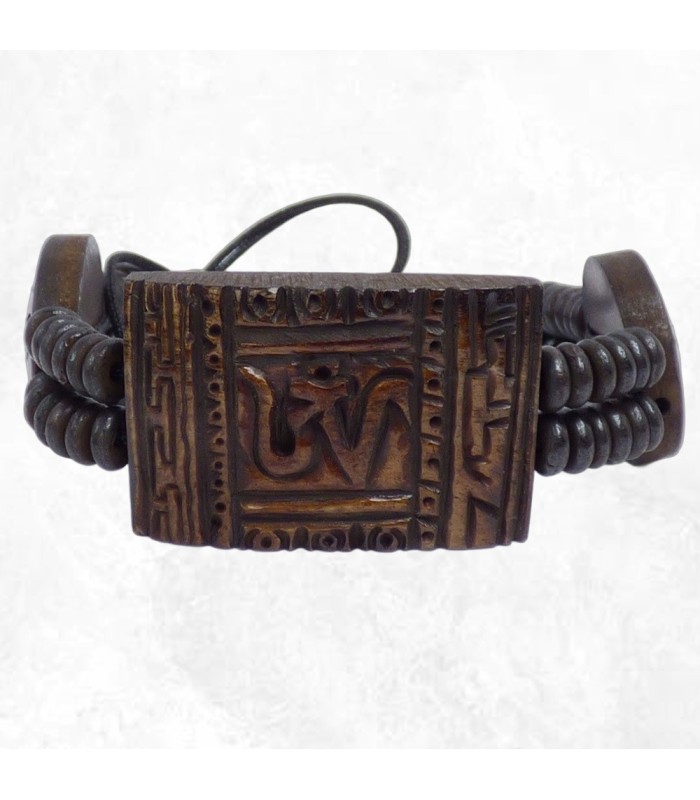 Bracelet tibétain en argent sculpté à la main, ajustable.