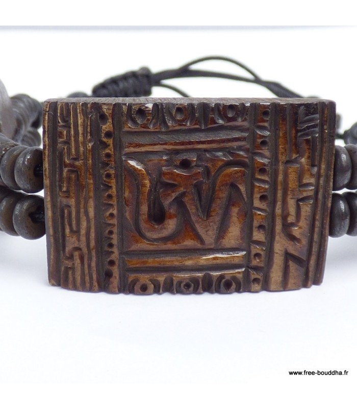 Bracelet tibétain en argent sculpté à la main, ajustable.