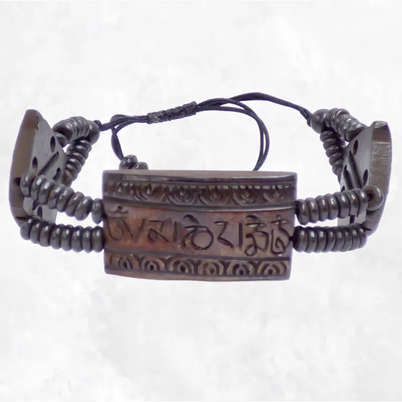 Bracelet tibétain sculpté main Mantra Chenrezi - Bracelets tibétains bouddhistes