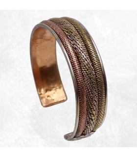 Bracelet traditionnel Népalais trois métaux, épais