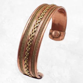 Bracelet tibétain magnétique cuivre et laiton - Bracelet Magnétique en Cuivre