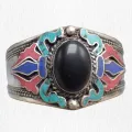 Gros Bracelet tibetain look ancien onyx noir - Bracelets tibétains bouddhistes