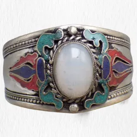 Gros Bracelet tibetain look ancien Pierre de lune - Bracelets tibétains bouddhistes