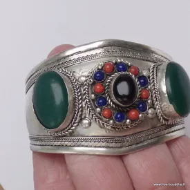 Gros Bracelet tibétain Onyx Noir et Vert - Népal - Bracelets tibétains bouddhistes