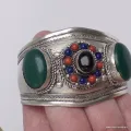 Gros Bracelet tibétain Onyx Noir et Vert - Népal - Bracelets tibétains bouddhistes