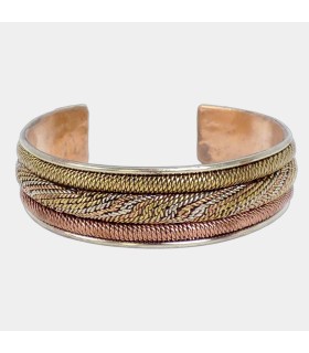 Bracelet traditionnel Népalais trois métaux, épais