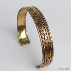 Bracelet artisanal indien métal et cuivre deux tons - Bracelets tibétains bouddhistes