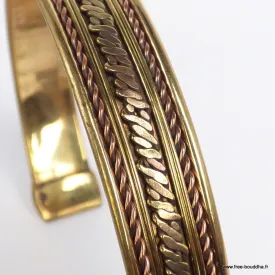 Bracelet artisanal indien métal et cuivre deux tons - Bracelets tibétains bouddhistes