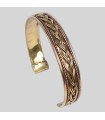 Bracelet indien artisanal tressé en métal et cuivre deux tons – Ajustable