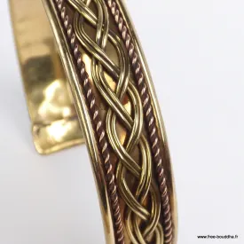 Bracelet artisanal indien métal et cuivre motif tresse - Bracelets tibétains bouddhistes