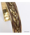 Bracelet indien artisanal tressé en métal et cuivre deux tons – Ajustable