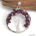 Pendentif Pierre naturelle Arbre de Vie en Grenat - Pendentifs tibétains bouddhistes