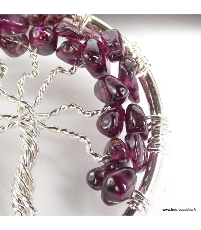 Pendentif Pierre naturelle Arbre de Vie en Grenat