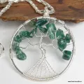 Pendentif Arbre de Vie en Jade vert avec chaîne - Bijoux par Chakras