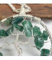 Pendentif Arbre de Vie jade vert authentique métal blanc