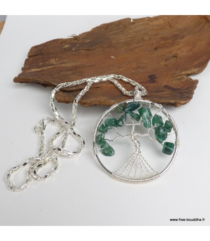 Pendentif Arbre de Vie en Jade vert avec chaîne