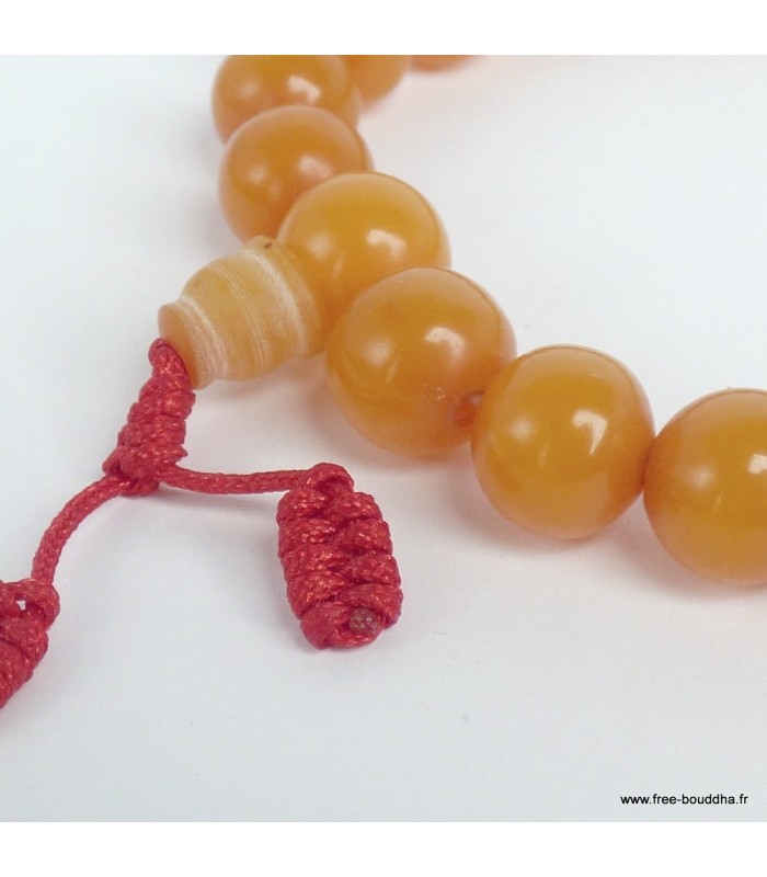 Bracelet mala tibetain faux ambre grosses perles