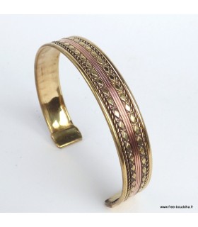 Bracelet indien artisanal Métal et liseret cuivre