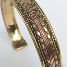 Bracelet indien artisanal Métal et liseret cuivre - Bracelets tibétains bouddhistes